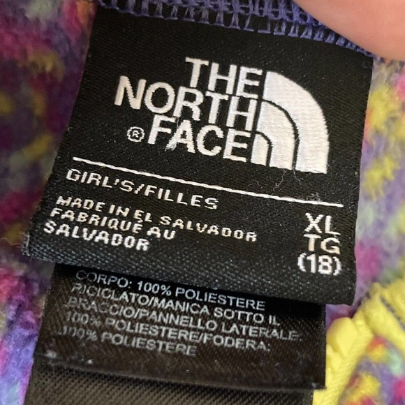 The North Face Jacket Girls Size XL‎ Glacier Full Zip Hooded Fleece Multicolor - Picture 9 of 11
